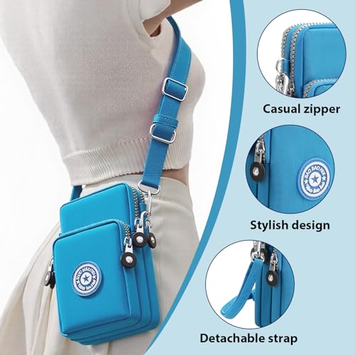 Mini Crossbody Sling Bag, Cell Phone Purse, Travel Pouch Shoulder Bag with Adjustable Strap, Lightweight Organizer Pouch - color: Light Blue