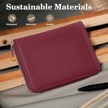 CoBak Passport Holder Cover with Safe Zipper Closure - color: Red