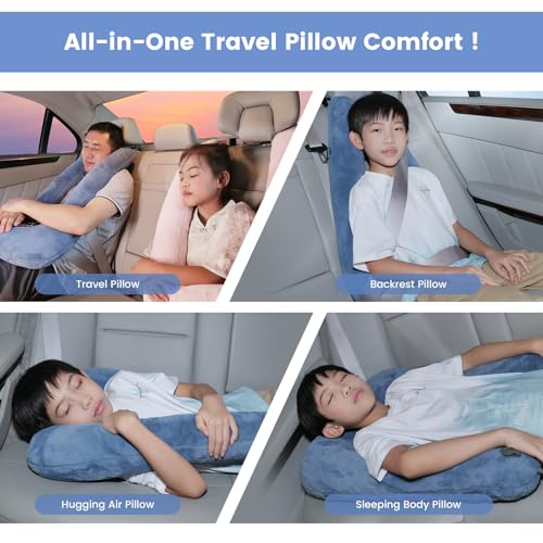 Keemall Inflatable Car Pillow for Kids & Adults, Neck & Body Pain Relief - color: Blue, size: Medium