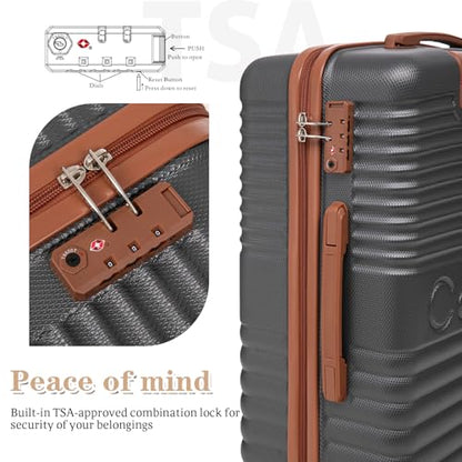 Cobens Luggage Sets 5 Piece, Suitcases with Wheels, 20"/24"/28",Gray - color: Gray, size: 5 Piece Sets (20/24/28/DB/TB)