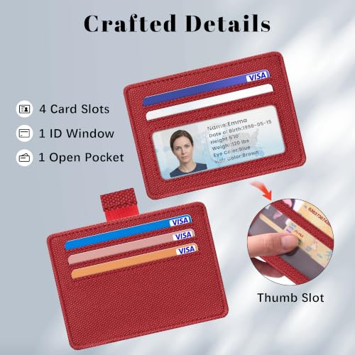 Airkit Small Slim ID Case, Womens Credit Card Holder Wallet, RFID Sleeve - color: Classic Red