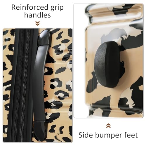 Merax Luggage Sets 3 Piece,Hardside Expandable Suitcase Set 20+24+28 IN - color: Leopard Brown, style: 3-piece Set(20/24/28)