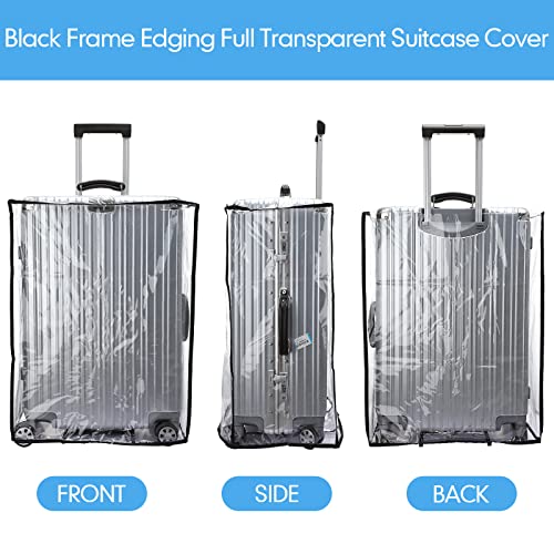 Sadnyy 3 Pieces Clear Luggage Cover PVC Suitcase Luggage Protector for 20" 24" 28" Luggage Waterproof Cover - color: Black Border, style: Regular Style