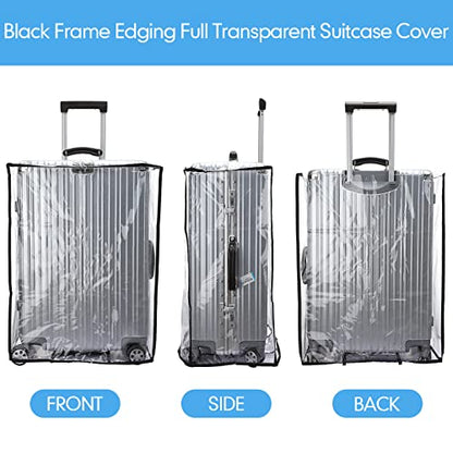 Sadnyy 3 Pieces Clear Luggage Cover PVC Suitcase Luggage Protector for 20" 24" 28" Luggage Waterproof Cover - color: Black Border, style: Regular Style