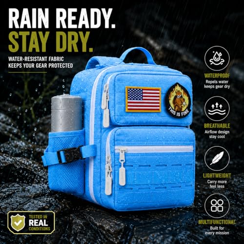 9L Mini Tactical Backpack for Men and Women, Gym Hiking Travel Daypack - color: Turquoise