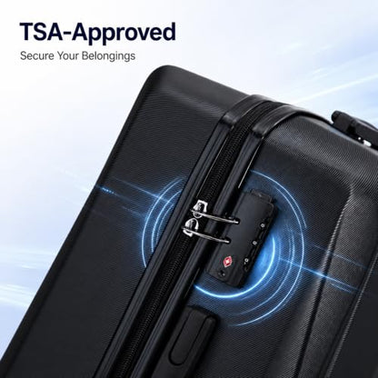 20/24/28 Inch Hardshell Suitcase Set, ABS Luggage Set with TSA Lock 5 Piece - color: Black
