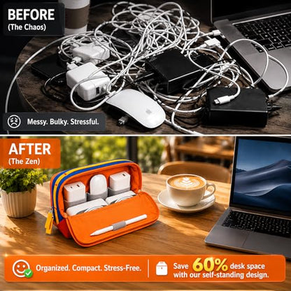 Electronics Organizer Travel Case, Phone Lanyard, Upright, Unisex - color: Case+Phone Lanyard