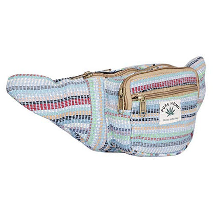 Su-Man Hemp Fanny Pack,Adjustable Waist and Multiple Pockets,Waist Bag & for all purpose - color: Sky Blue