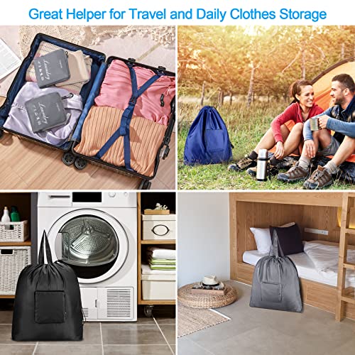 GOGOODA Travel Laundry Bags with Drawstring Closure XL Large with Handle - color: Black & Grey