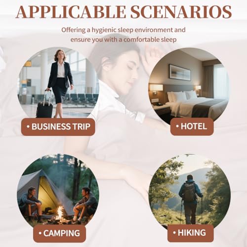 Sleeping Bag Liner, Compact Travel Sheets for Hotel Hostel - color: Light Khaki, size: 82.7" X 70.9"