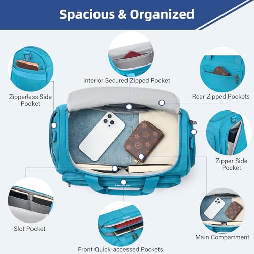 HanTrip 16 Inch Underseat Carry On Duffle Bag for Airplanes, Caribbean Blue - color: Caribbean Blue, size: Carry-on 16.5-Inch