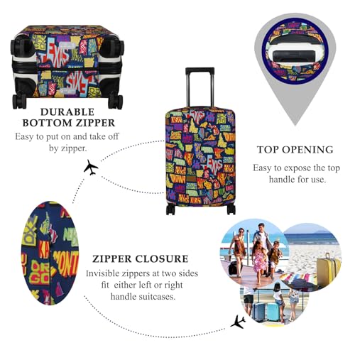 Explore Land Travel Luggage Cover Fits 23-26 inch Case (America Map, M) - color: America Map, size: M
