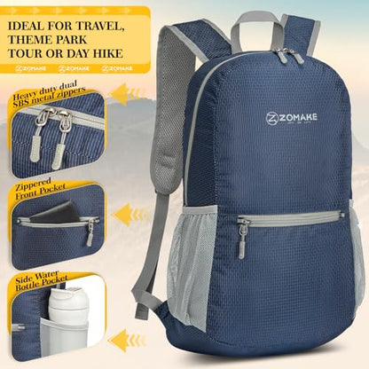ZOMAKE Lightweight Packable Backpack, Foldable Small Travel Day Pack - color: B-royal Blue 1