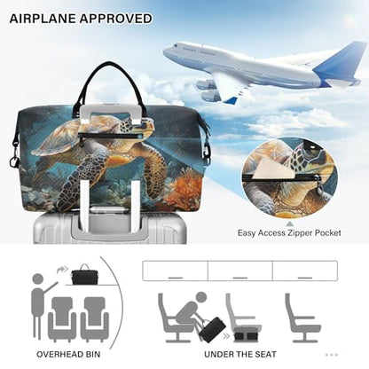 Sea Turtle Quilted Travel Bags Weekender Duffle Bags - color: Color 02