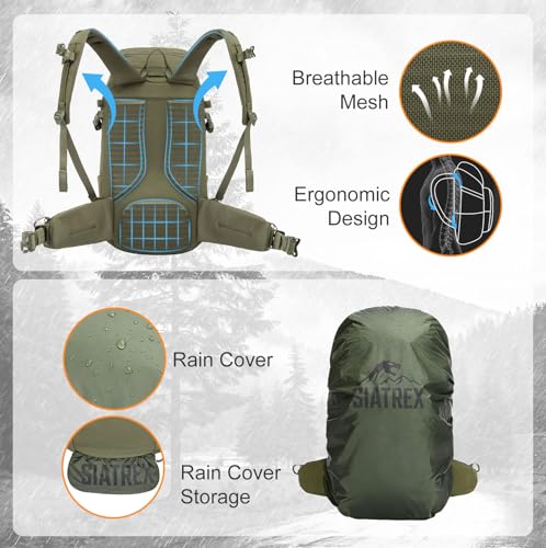 28L Hunting Backpack – 500D DWR Tear-Resistant Nylon, Hiking Daypack with MOLLE Webbing & Hydration Compatible, for Archery, Scouting, and Backcountry Hunts