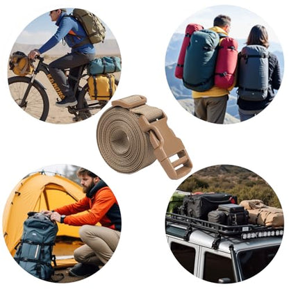 XTACER Backpack Accessory Strap Luggage Straps Cover Strap Sleeping Bag Strap with Buckle (TAN - Release Buckle Straps (4-Pack)) - color: TAN, size: 78 Inches