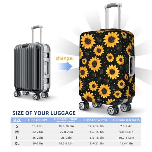 Travel Luggage Cover Sunflower, High Elasticity Washable Travel Baggage Protector Case Fits 18-21 in - color: Sunflower, size: 18-21 in