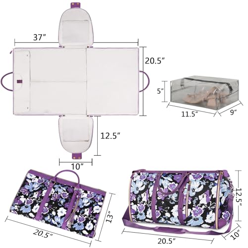 Carry On Garment Bag for Women, Convertible Garment Bag for Travel - color: Floral, style: Tote