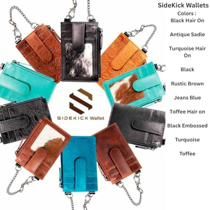 RFID Blocking Boot Wallet with Security Chain & Zipper Lock – Genuine Leather Wallets for Men, Travel Wallets Women, Minimalist Leather Card Holder - color: Black Embossed