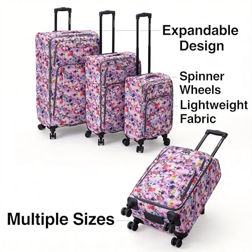 Karriage-Mate 4-Piece Expandable Softside Luggage Set with Spinner Wheels, Lightweight Travel Suitcases for Trips (WC) - color: WC