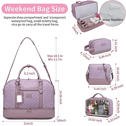 4PCS Weekender Bags for Women Large Overnight Weekend Travel Duffel Bags - color: Purple-LG