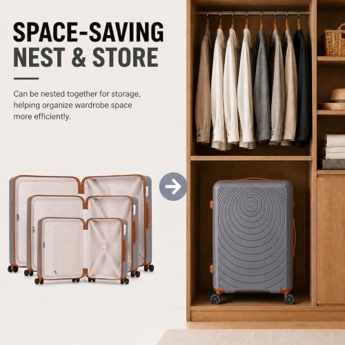 CONCEPTEN Luggage Sets 5 Piece,PP Suitcase Set with Spinner Wheels,TSA Lock - color: Grey, size: 5 Piece Sets (21/25/29/Db/Tb)