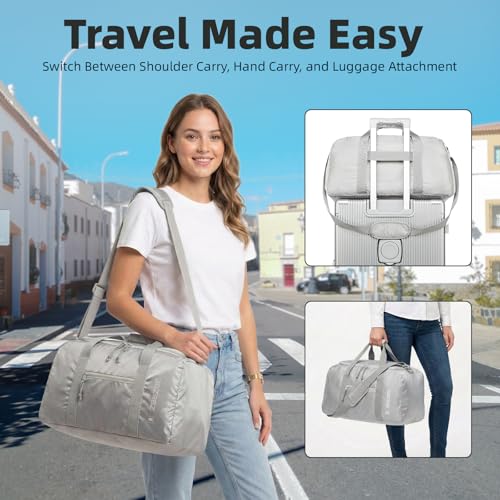 Foldable Travel Bag 85L, Extra Large Duffel for Camping & Trips - color: Light Gray, size: 85L