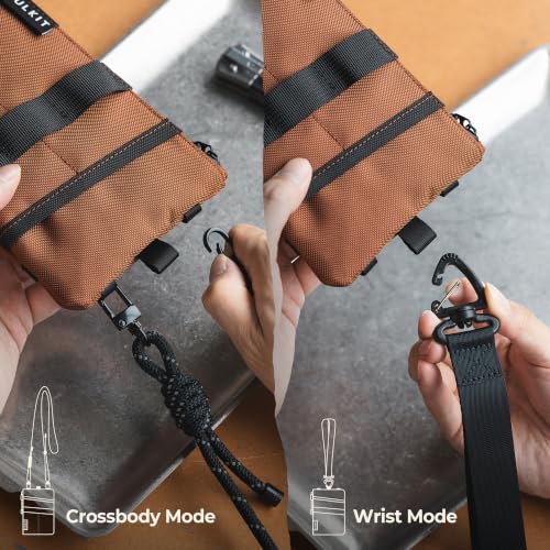 VULKIT Minimalist Travel Wallet with Lanyard RFID Blocking Water-Resistant - color: Espresso