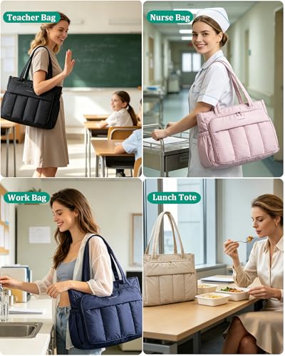 BAGSMART 여성용 퍼퍼 토트백, 21L/26L 작업용 토트 숄더 핸드백 - color: 블랙-2., size: L