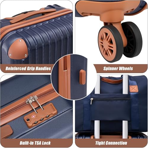 Cosbarn Carry On Luggage,3 Piece Luggage Set,22x14x9 Airline Approved - color: PorscheBlue