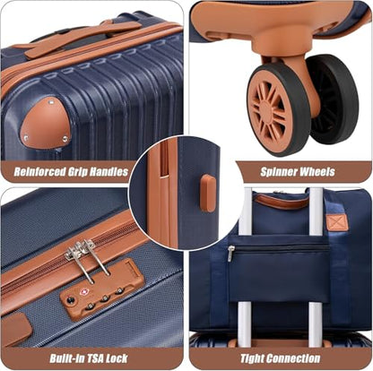 Cosbarn Carry On Luggage,3 Piece Luggage Set,22x14x9 Airline Approved - color: PorscheBlue