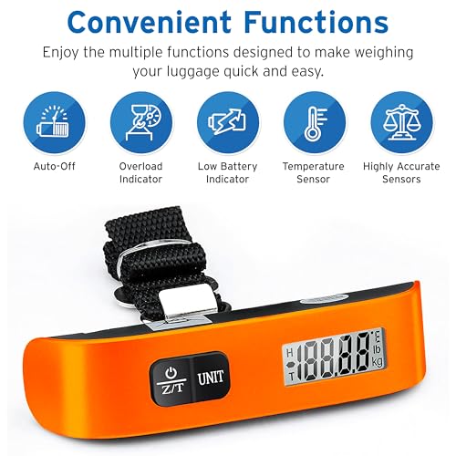 Etekcity Luggage Scale, Digital Suitcase Weight Scale for Travel, 110 lb - color: Orange