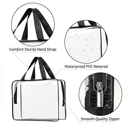 3pcs Crystal Clear Cosmetic Bags TSA Approved Travel Makeup Toiletry Bag - color: 3pcs Black-1 large, 1 medium, 1 small, size: 1 large, 1 medium, 1 small