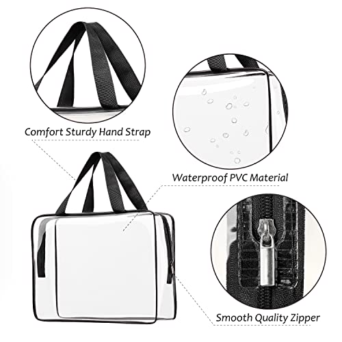 3pcs Crystal Clear Cosmetic Bags TSA Approved Travel Makeup Toiletry Bag - color: 3pcs Black-1 large, 1 medium, 1 small, size: 1 large, 1 medium, 1 small