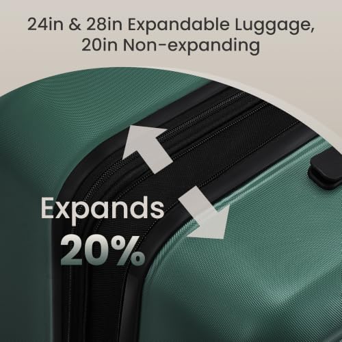 SHOWKOO G-Series Luggage set 3pcs, 100% PC Durable Hardshell Suitcase - color: ArmyGreen, size: 3-Piece Set (20/24/28in)