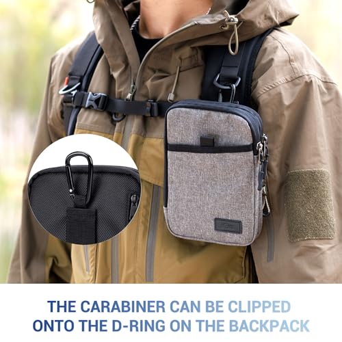 Dual Phone Pouch Neck Phone Holster Bag for 4.5-6.8 Inch iPhone Samsung - color: Double Zipper, Gray