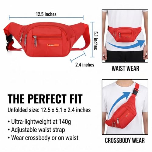 6 Pcs Fanny Packs Bulk for Travel Running Women Men - style: Multi-zipper Style|6pcs