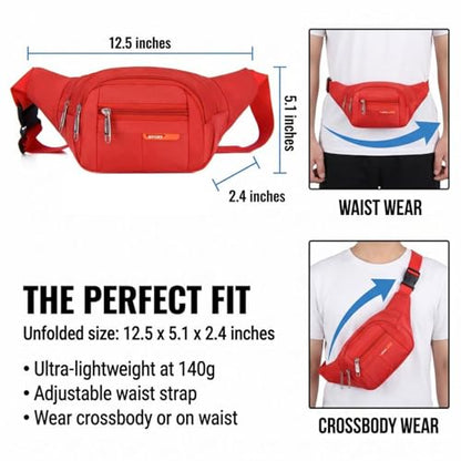 6 Pcs Fanny Packs Bulk for Travel Running Women Men - style: Multi-zipper Style|6pcs