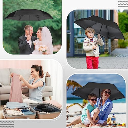 12 Pcs Travel Mini Umbrellas for Purse Bulk Folding Compact Lightweight Windproof UV Pocket Collapsible Umbrella for Kids Backpack Rain Wedding Party Women Girls - color: Black
