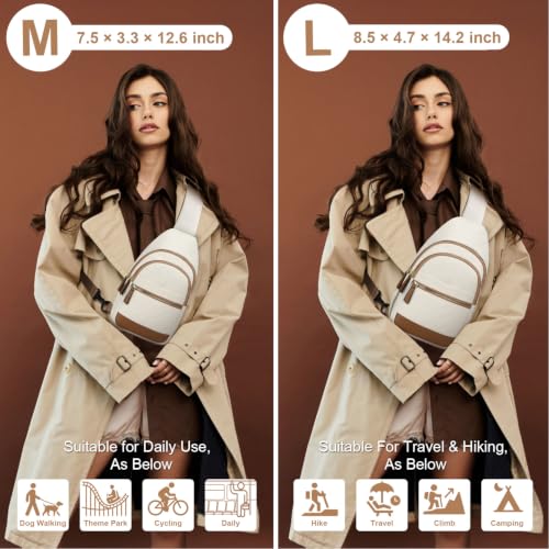 Capolo Crossbody Bags for Women Waterproof Sling Shoulder Bag Fanny Pack - color: Beige, size: Large