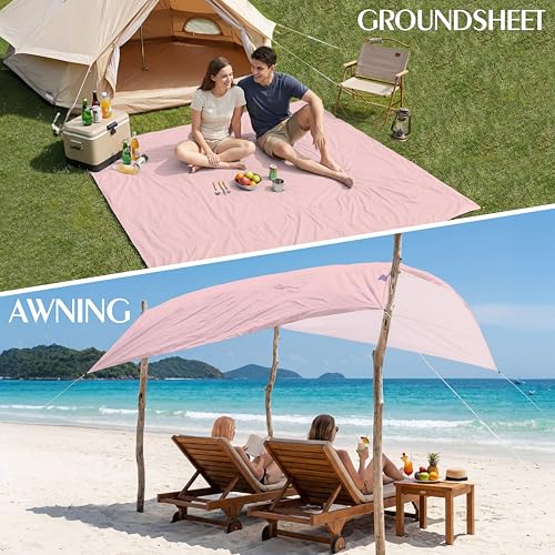 Aroveea Beach Blanket Waterproof Sandproof 78''X81''/10'X9' Oversized Mat - color: 핑크, size: 9'x10'