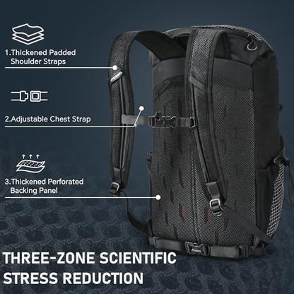 N NEVO RHINO 16L Hiking Backpack, Lightweight Daypack for Men Women - color: Black