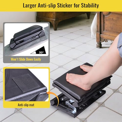 Foot Rest for Under Desk at Work Enlarged, Ergonomic Footrest with Adjustable Height and Angle, Foldable Foot Stool with Removable Pad Massage Beads for Office Gaming Chair Black - color: Black Plus