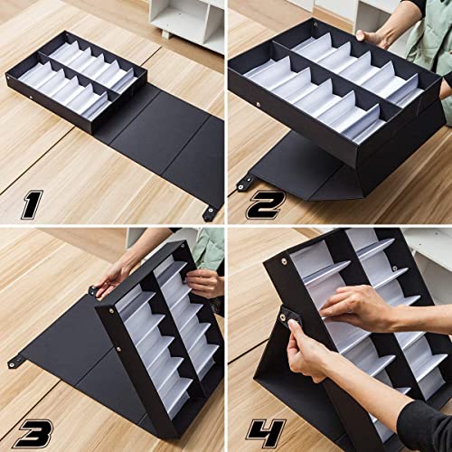 12 Slot Polyester Silk Lining Sunglasses Display Case with Stand Function (Yellow 1pack) - color: Yellow1