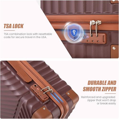Cosbarn Carry On Luggage 22x14x9 Airline Approved,3 Piece Luggage Set - color: Burgundy, size: 3 Piece Sets (20/BP/TB)