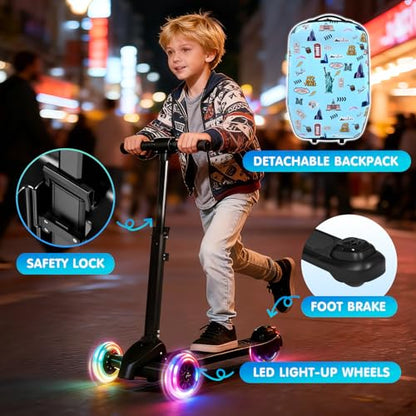 4-in-1 Detachable Scooter Luggage for Kids, Foldable Ride-On Suitcase - color: Blue