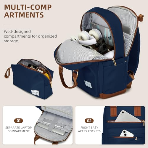 LARVENDER Expandable Carry on Luggage Sets 3 Piece Suitcases Set, Navy - color: Navy Blue, size: 3 piece set(BP/TB/20)