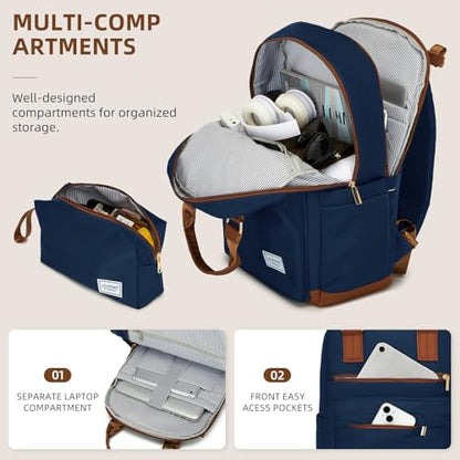 LARVENDER Expandable Carry on Luggage Sets 3 Piece Suitcases Set, Navy - color: Navy Blue, size: 3 piece set(BP/TB/20)