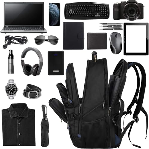 18.4 Laptop Backpack Men Women, Blue 55-60L Large Laptops Backpack | TSA Friendly Flight Approved and RFID Anti-theft Pocket, Water Resistant Suiltable for Traveling, Men Backpack Large Capacity - color: Black-blue, size: 18inch(21.5*16.3*9.9")