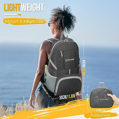 ZOMAKE Lightweight Packable Backpack 35L, Water Resistant Foldable Day Pack - color: C-medium Grey